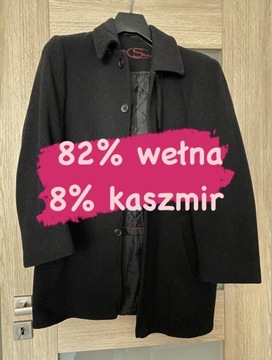 Wełniany płaszcz męski 82% wełna 8% kaszmir