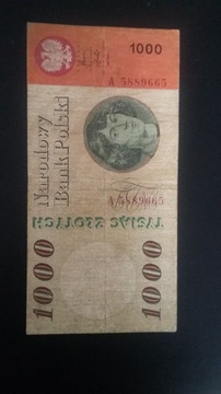 banknot 1000 zł kopernik 1965 r seria A