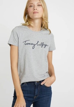 Szary T-shirt Tommy Hilfiger rozmiar XS