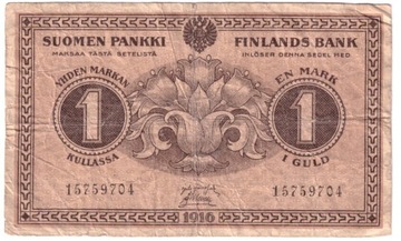 Finlandia, banknot 1 marka 1916 - st. 4