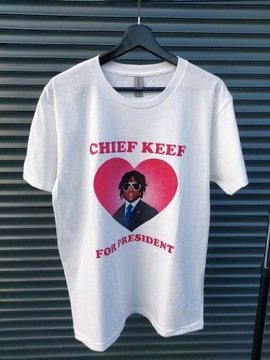 Biała koszulka z nadrukiem Chief Keef for presiden