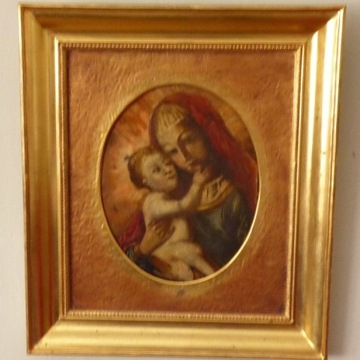 Barokowy  obraz  pt. " Madonna z dzieciątkiem"