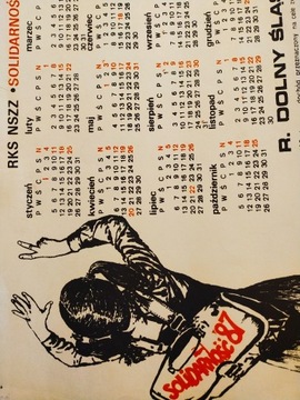 SOLIDARNOŚĆ Kalendarz 1987 RKS drugi obieg