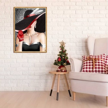 5D DIY Haft diamentowy Kobieta w kapeluszu 30x40