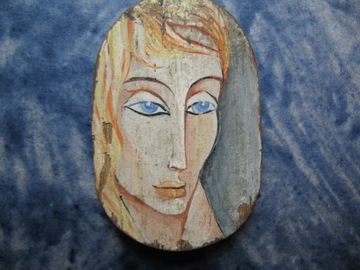 portret olejny na drewnie mały