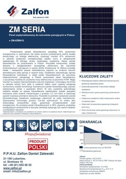 MODUŁ FOTOWOLTAICZNY ZM-6ZM410 POLSKI PANEL PV