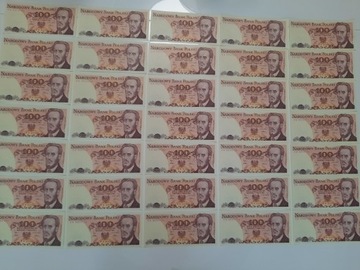 352N' 35 BANKNOTÓW PRL UNC 100 ZŁ 1986 R SERIA RW