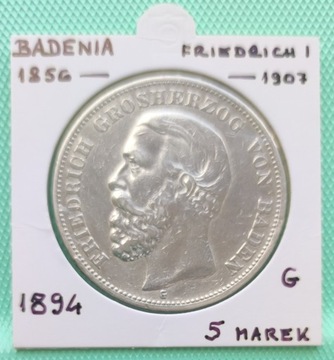 5 Marek 1894 - BADENIA - FRIERDICH - SREBRO
