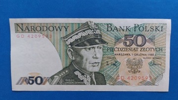 Banknot 50 zł z 1988r, Seria GD