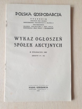 WYKAZ OGŁOSZEŃ SPÓŁEK AKCYJNYCH - 1938 R.