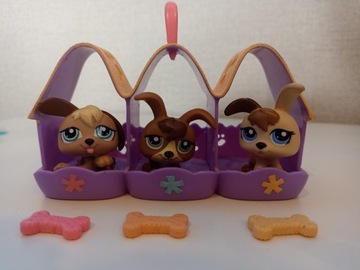 Littlest pet shop zestaw piesków + dodatki 