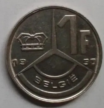 Moneta belgijska 1f FRANC frank Żelazonikiel 1990