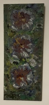 Obraz olej na płótnie 20x50 cm hibiskusy