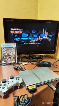 Ps2 Slim srebrna + pad +64MB FMCB,128gb USB plomba