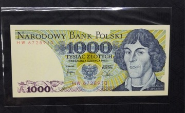 Banknot 1000 zł 1982r HW 6728910 UNC- Kopernik 