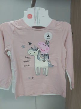 Bluzka dziewczęca Peppa 2-pak NOWA OUTLET R. 104