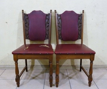 stylowe krzesła rzeźbione do renowacji 2 sztuki