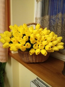 Tulipany silikonowe żółte , bukiet!!!