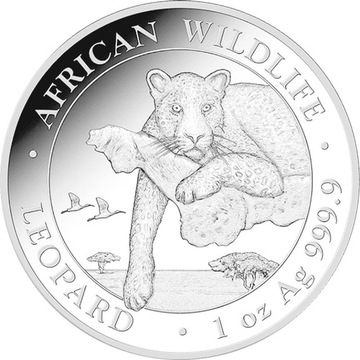 African Wildlife Leopard 1 oz srebro moneta 2020
