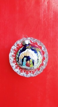 Bombka  szklana ręcznie malowana Betlejem wintage