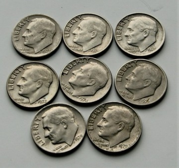 10 cent 1970 do 1979  one dime zestaw Stan!!