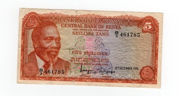 KENIA 5 Shillings banknot obiegowy (zestaw B6)