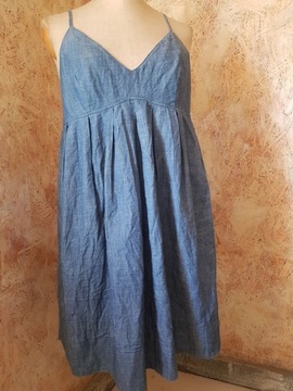 Jeansowa sukienka na szelkach 44r.