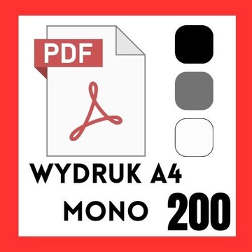 Wydruk MONO Drukowanie PDF A4 - 200 stron