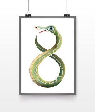Plakat A4, do dziecięcego pokoju ,,Wąż"