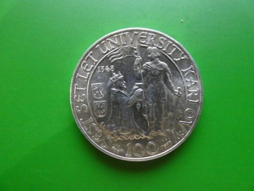 Czechosłowacja , 100 Koron, 1948 srebro