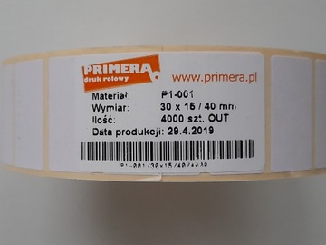 Naklejki nalepki etykiety 15mm x 30mm druk rolowy