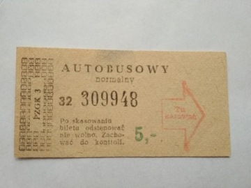 Bilet autobusowy  - stary z PRL-u