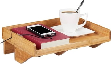 Relaxdays Regał na łóżko, mini stolik nocny z klipsem, z bambusa