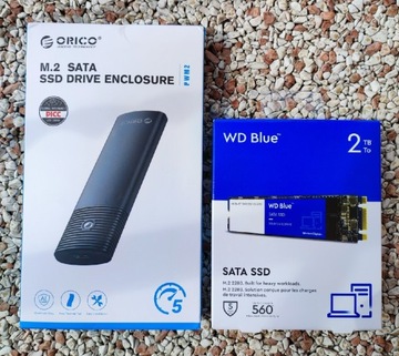 Dysk WD Blue SATA SSD 2TB. M.2 SATA + kieszeń m.2