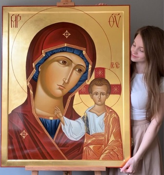 Kazańska ikona Matki Bożej 100x80cm, ikony pisane 