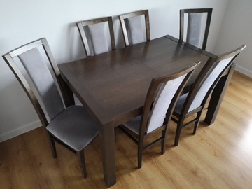 Stół rozkładany + 6 krzeseł ciemnybrąz