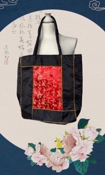 Torba shopper Vintage japońska, orientalna, satyna