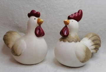 Figurki ceramiczne kura i kogut 