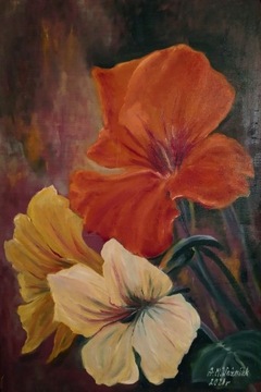 Obraz olejny Kwiaty 60x40 cm
