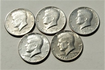 USA 1/2 dolara 1971 do 1976  zestaw 5 szt. Stan!!