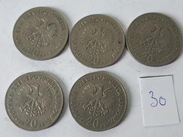 5 Monet PRL 20 złoty 1976 ZM