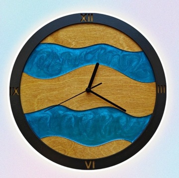 Unikalny Zegar Ścienny Żywica Drewno