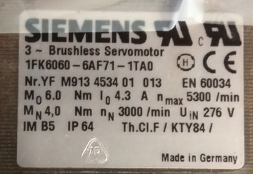 Silnik servo. Siemens Typ 1FK6060-6AF71-1TA0.