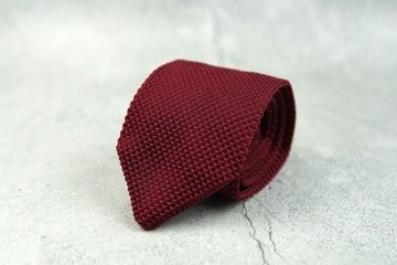 NOWY krawat knit bordo czerwony męski 8cm ślub 