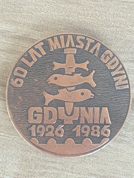 60 Lat Miasta Gdyni 1926-1986r.45mm.miedz.