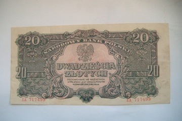 POLSKA  Banknot 20 zł. 1944 r. seria EA