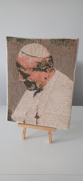 Ręcznie wyszywany portret Jana Pawła II