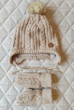 H&M komplet zimowy czapka i rękawiczki r. 74 - 80