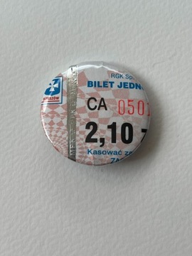 Button przypinka handmade bilet autobusowy unikat 