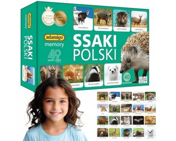 EDUKACYJNA Gra Adamigo Memory Ssaki Polski